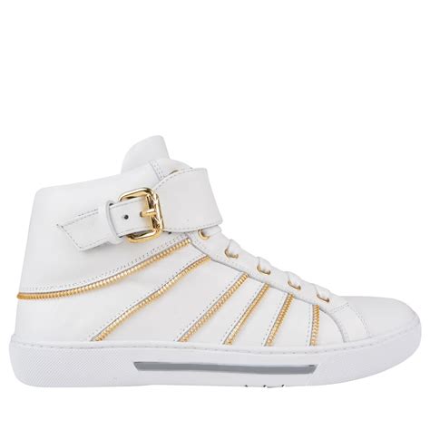 versace white low tops|Versace zipped high top sneakers.